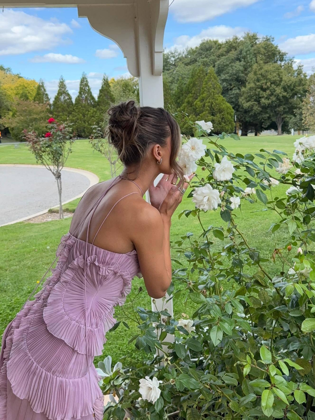 Aurohaya Halter Neck Pleated Backless Dress