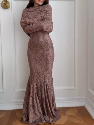 Aurohaya Lace Scarf Design Maxi Dress