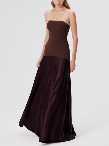 Aurohaya Elegant Satin One-Shoulder A-Line Maxi Dress