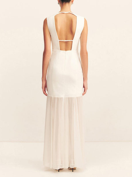 Aurohaya Elegant Casual Open Back Draped Maxi Dress