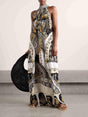 Aurohaya Unique Retro Gorgeous Pattern Print Maxi Dress Multi