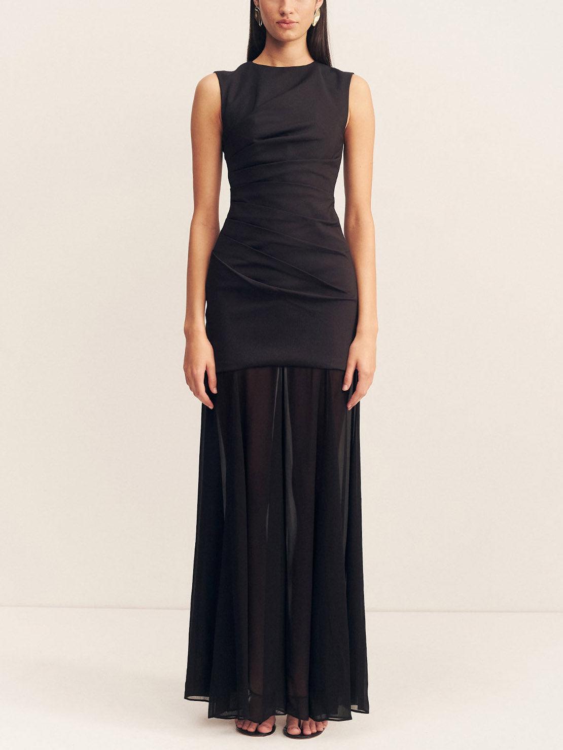 Aurohaya Elegant Casual Open Back Draped Maxi Dress