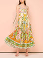 Aurohaya Camisole Unique Holiday Print Midi Dress Multi-Color