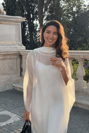 Aurohaya Glace Elegant Sheer Cape Layered Maxi Dress