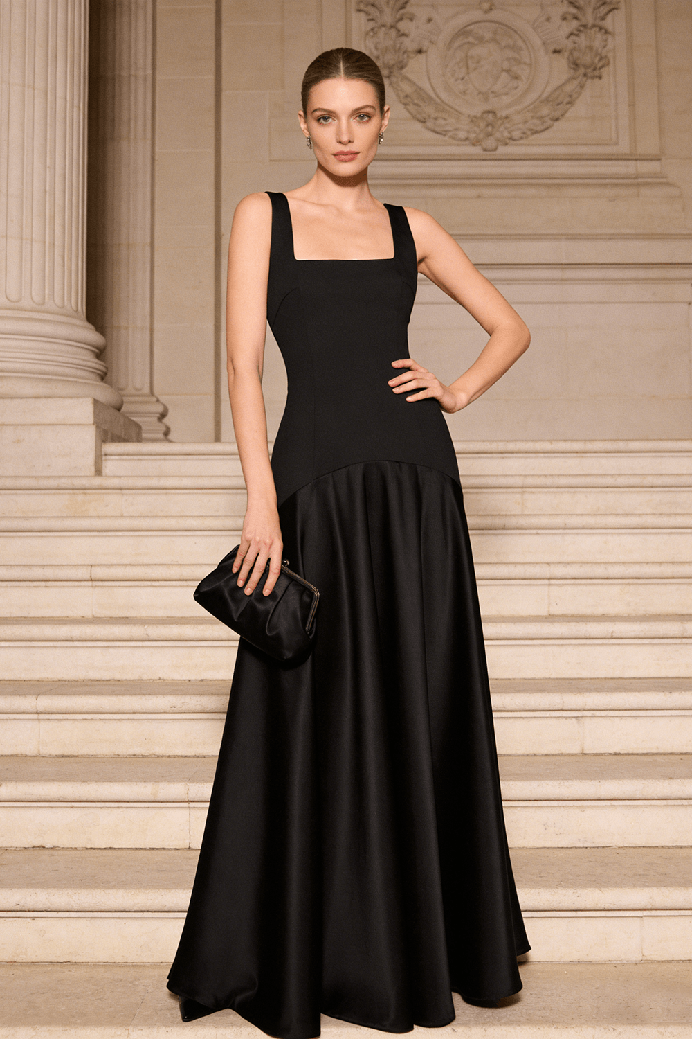 Zizanie Square Neck Sleeveless Maxi Dress