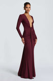 Eléonore Deep Plunge Ruched Mermaid Maxi Dress