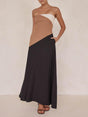 Aurohaya Asymmetrical Color-Blocked Maxi Dress Black