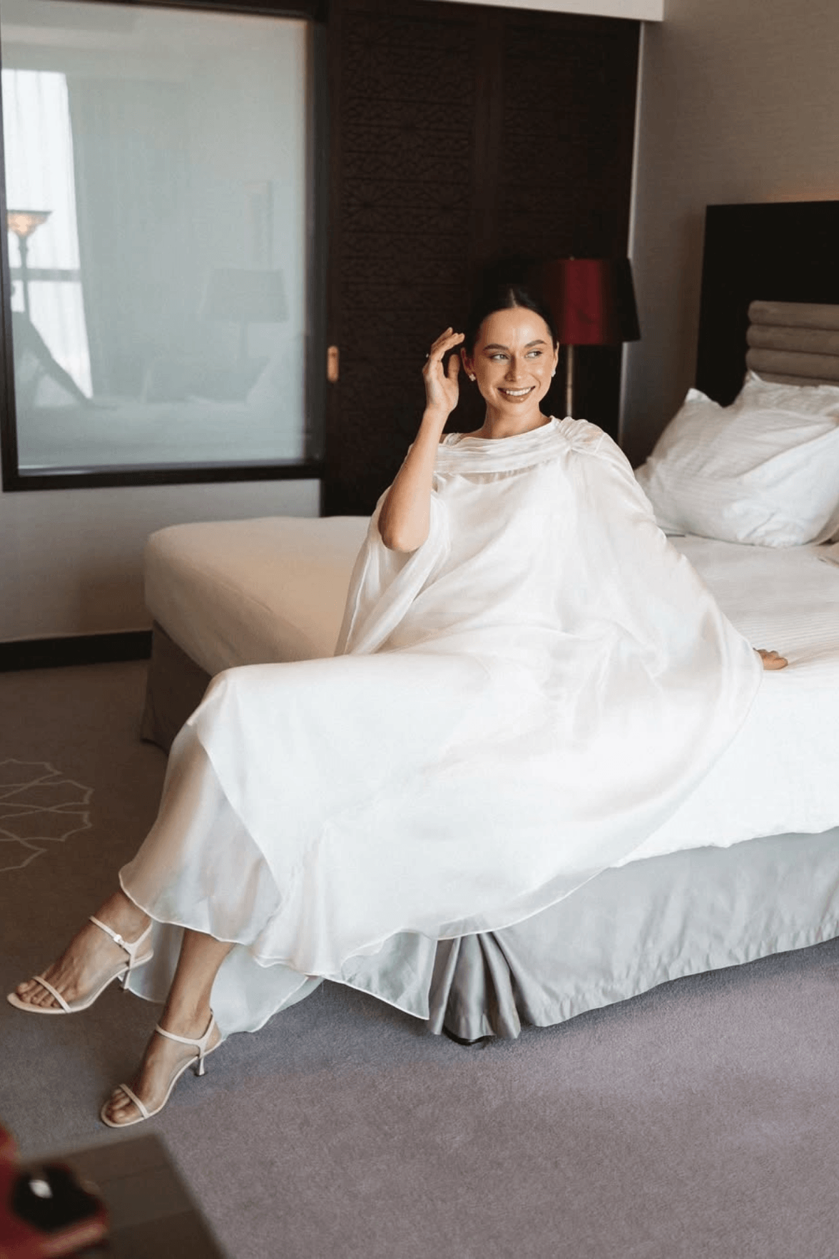 Aurohaya Glace Elegant Sheer Cape Layered Maxi Dress