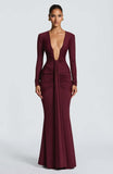 Eléonore Deep Plunge Ruched Mermaid Maxi Dress