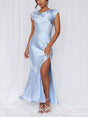 Aurohaya Spring And Summer Fishtail Dress Mid-Length Dress Light Blue