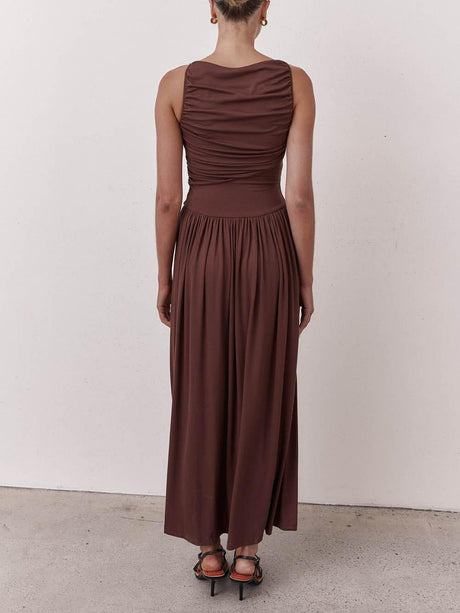 Aurohaya Elegant Pleated Sleeveless Maxi Dress