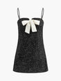 Aurohaya Bow Strap Short Dress Black