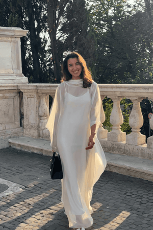 Aurohaya Glace Elegant Sheer Cape Layered Maxi Dress