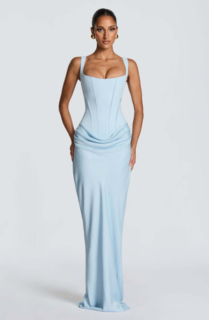 Aurohaya Hortense Sleeveless Square Neck Maxi Dress Blue
