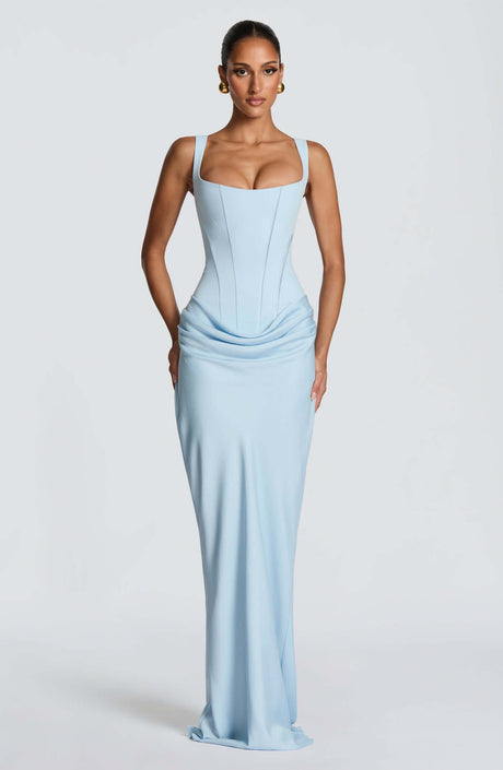 Aurohaya Hortense Sleeveless Square Neck Maxi Dress Blue