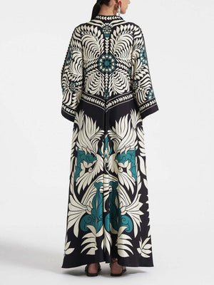 Aurohaya Unique Floral Print Flowy Maxi Dress