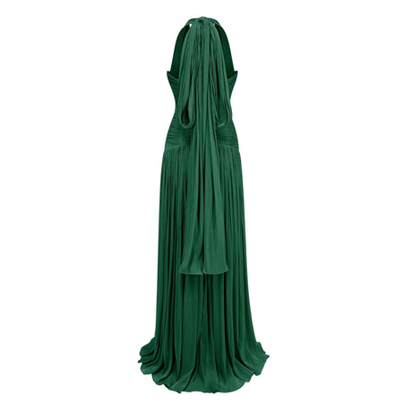 Aurohaya Verdelune Emerald Green Gathered Maxi Dress