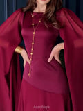 Round Neck Long Split Slit Sleeve Maxi Dress, DES104