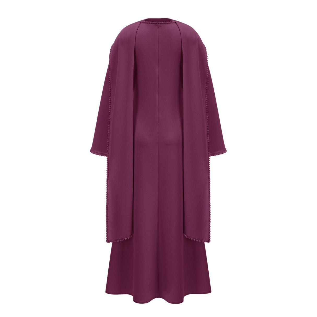 Aurohaya Piroska Purple Pearl Trim Shawl Detail Maxi Dress
