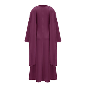 Aurohaya Piroska Purple Pearl Trim Shawl Detail Maxi Dress
