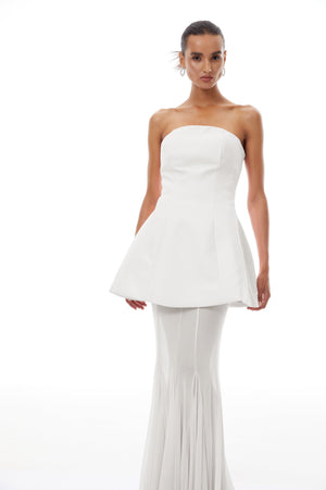 Aurohaya Mélanie White Corset Dress & Mesh Skirt Set