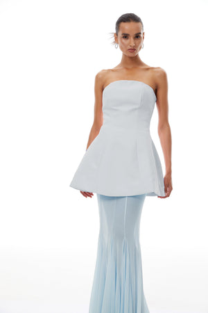 Aurohaya Mélanie Blue Corset Dress & Mesh Skirt Set