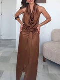 Swing Collar Slit Dress