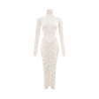 Aurohaya Charitina White Fitted Ruched Midi Dress White