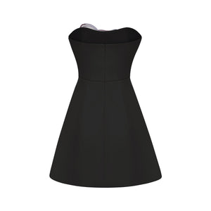 Aurohaya Irène Black Off-Shoulder Sequin Floral Embroidered Mini Dress