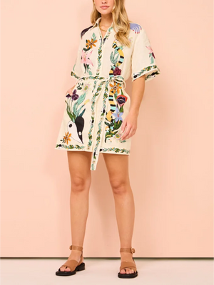 Aurohaya Modern Sophisticated Feel Satin Unique Print Mini Dress