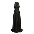 Aurohaya Verdelune Black Gathered Maxi Dress Black
