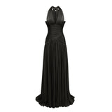 Verdelune Black Gathered Maxi Dress