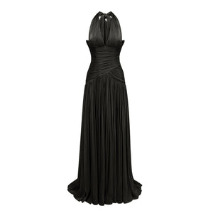Aurohaya Uranie Black Gathered Maxi Dress