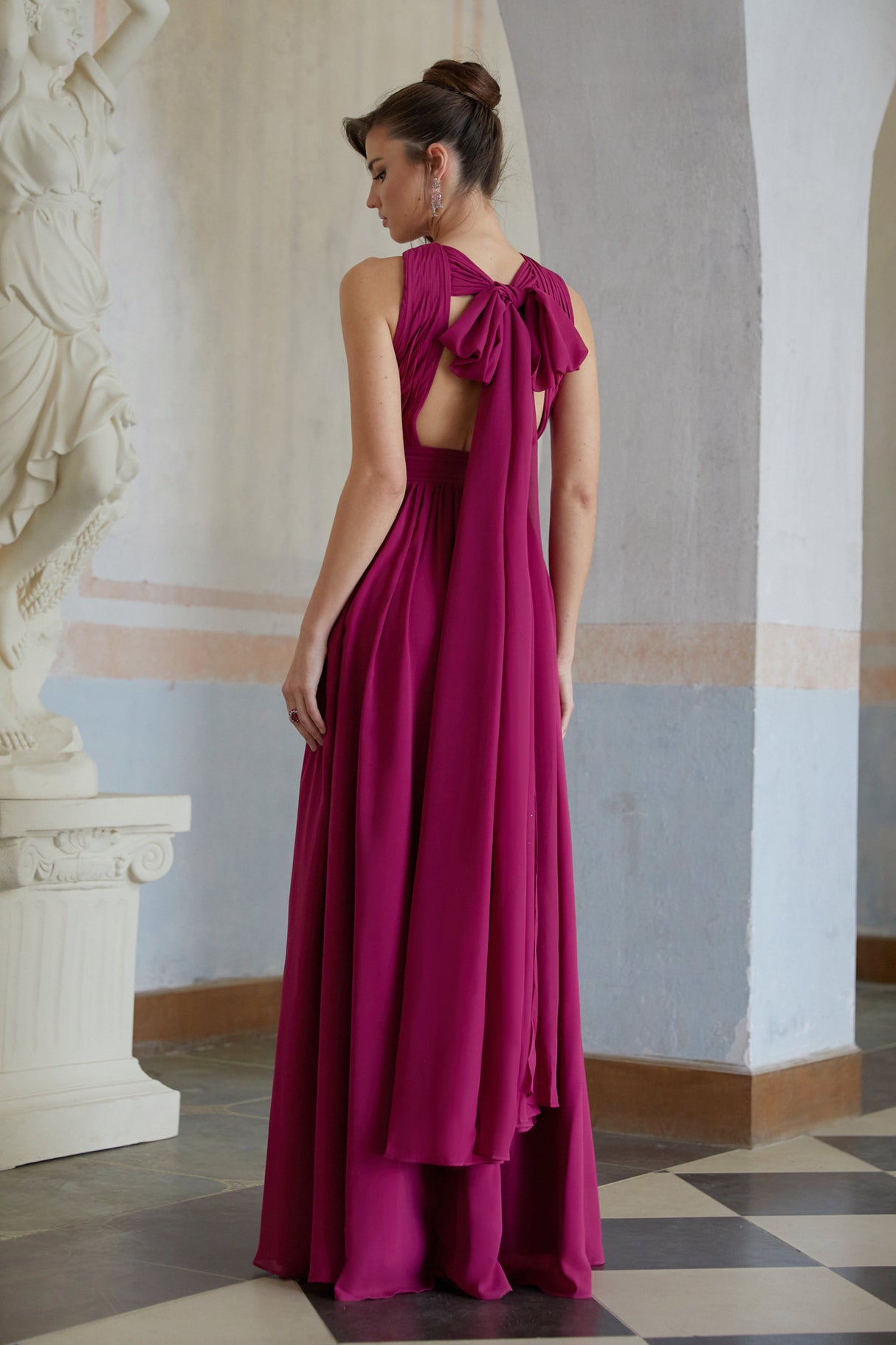 Aurohaya Ioana Purple Cross-Over Pleated Maxi Dress