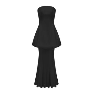 Aurohaya Mélanie Black Corset Dress & Mesh Skirt Set