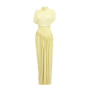 Aurohaya Catherine asymmetrical pleated maxi dress in Yellow