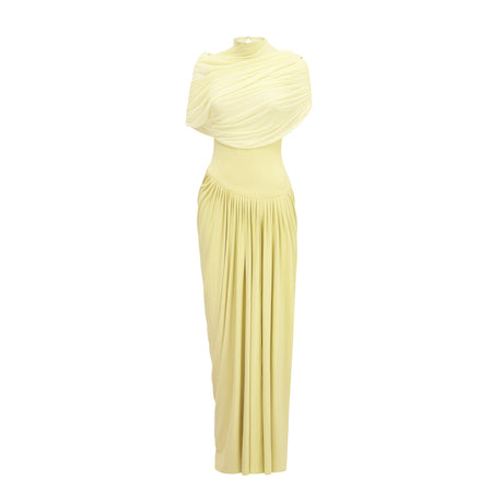 Aurohaya Catherine asymmetrical pleated maxi dress in Yellow