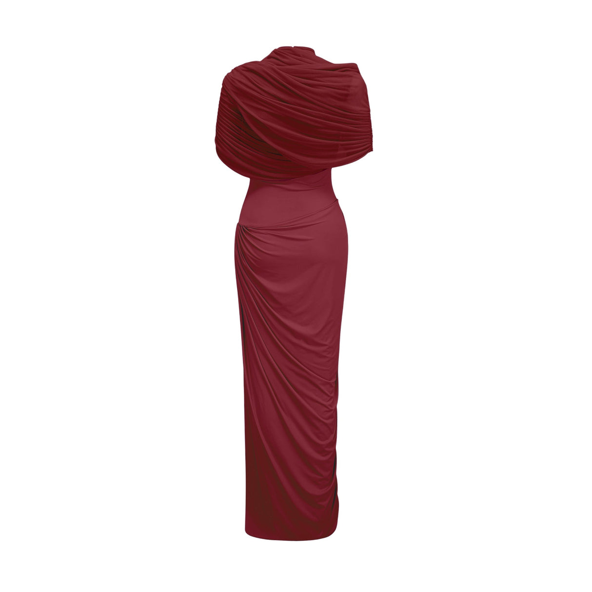 Aurohaya Catherine asymmetrical pleated maxi dress in Red