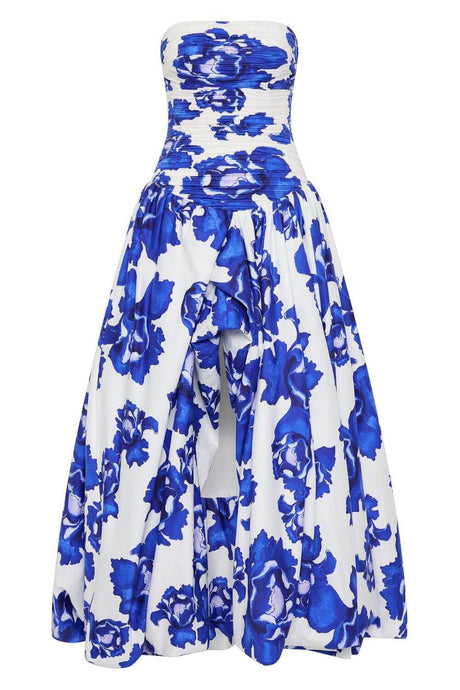 Aurohaya Jeanne Hydrangea Floral Strapless Maxi Dress