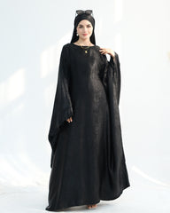Satin Batwing Black Butterfly Abaya Dress