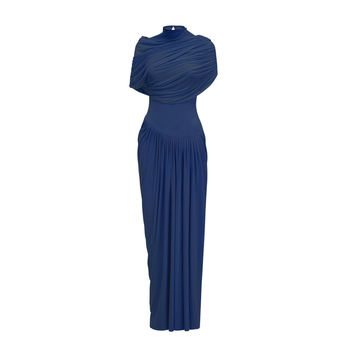 Aurohaya Catherine asymmetrical pleated maxi dress in Navy-blue