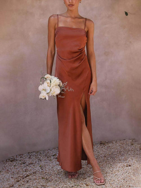 Aurohaya Fashionable Slit Suspender Dress