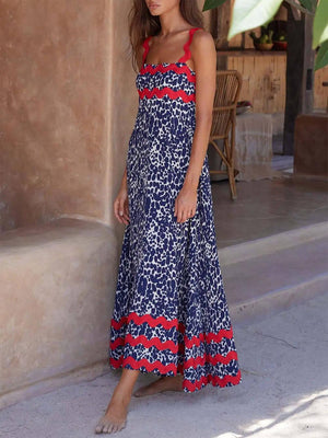 Aurohaya Suspender Print Maxi Dress