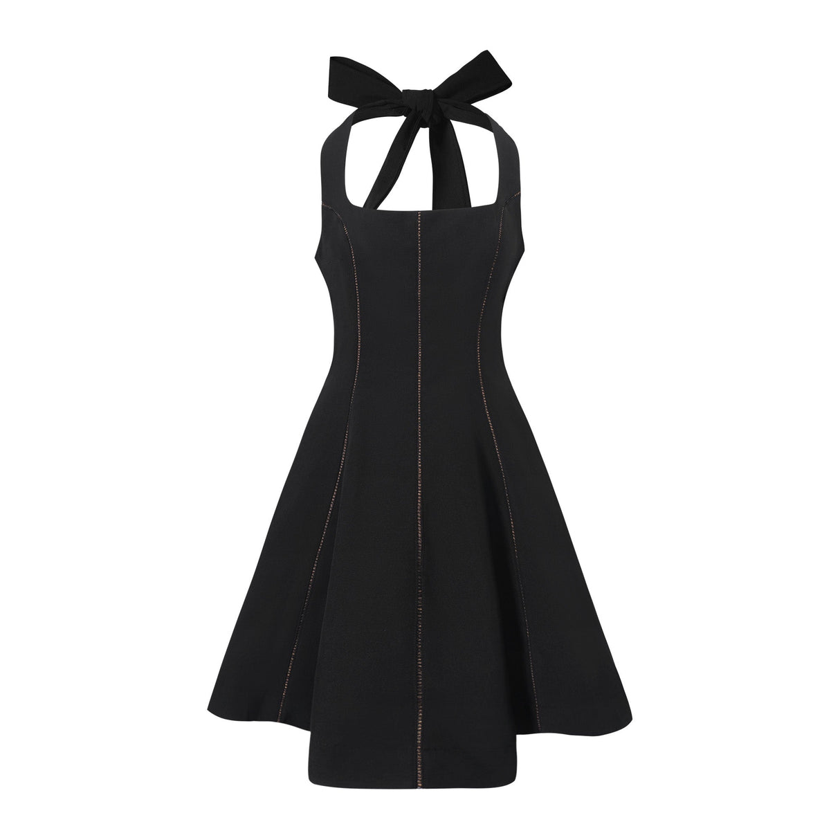 Aurohaya Quirine halterneck bow-detail mini dress in Black
