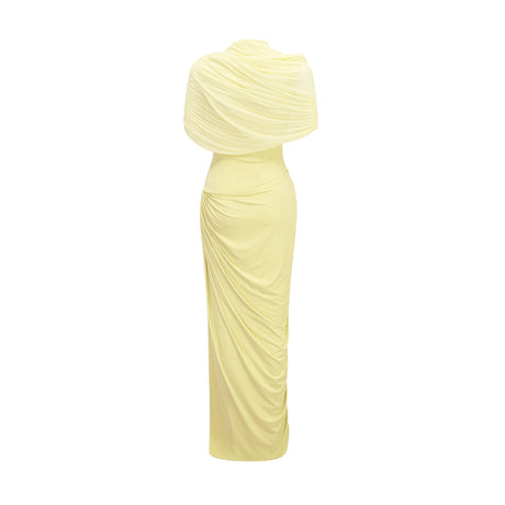 Aurohaya Catherine asymmetrical pleated maxi dress in Yellow