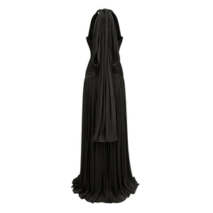 Aurohaya Uranie Black Gathered Maxi Dress