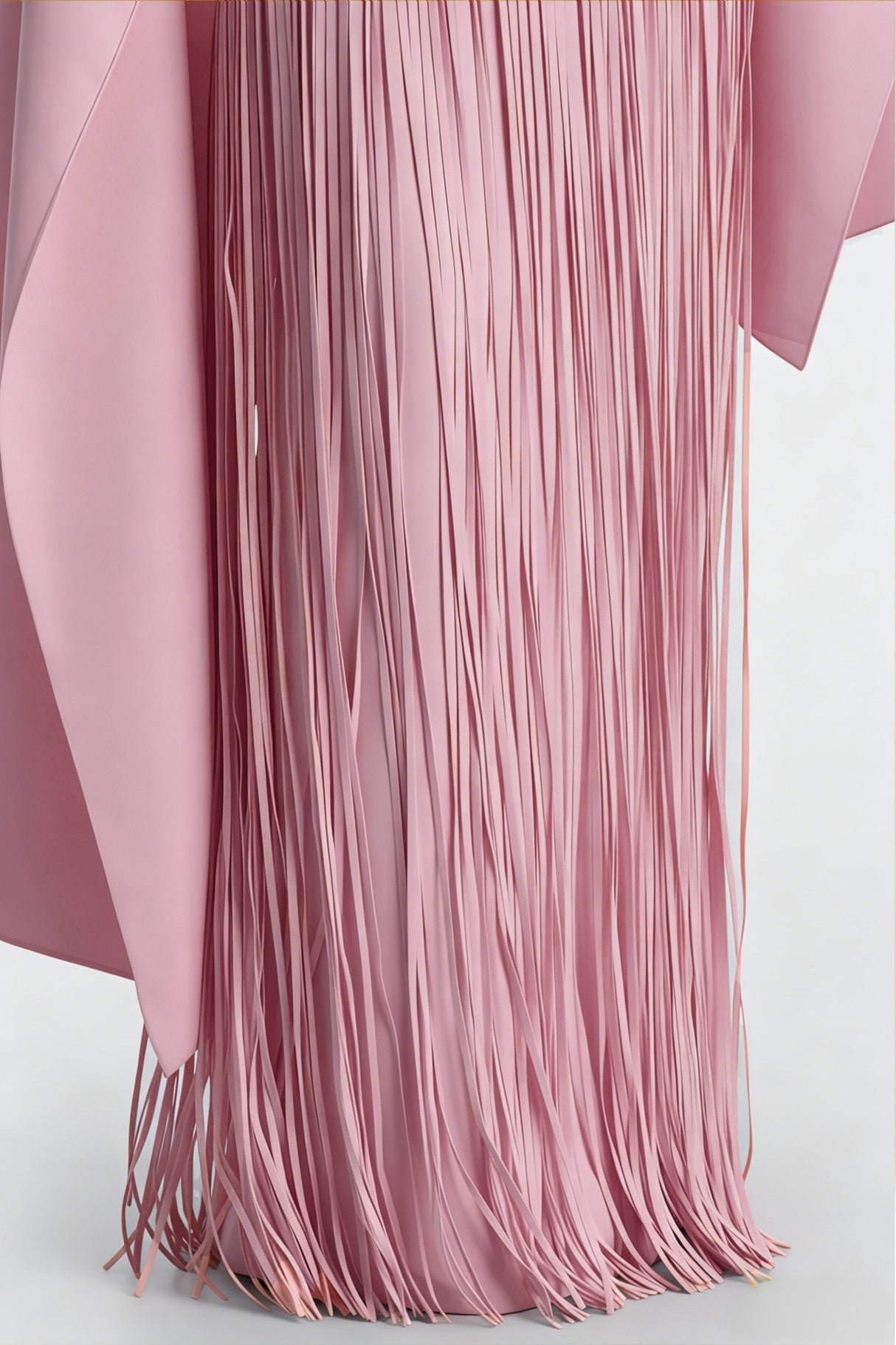 Aurohaya Cayetana Pink Fringe Maxi Dress with Cape Effect