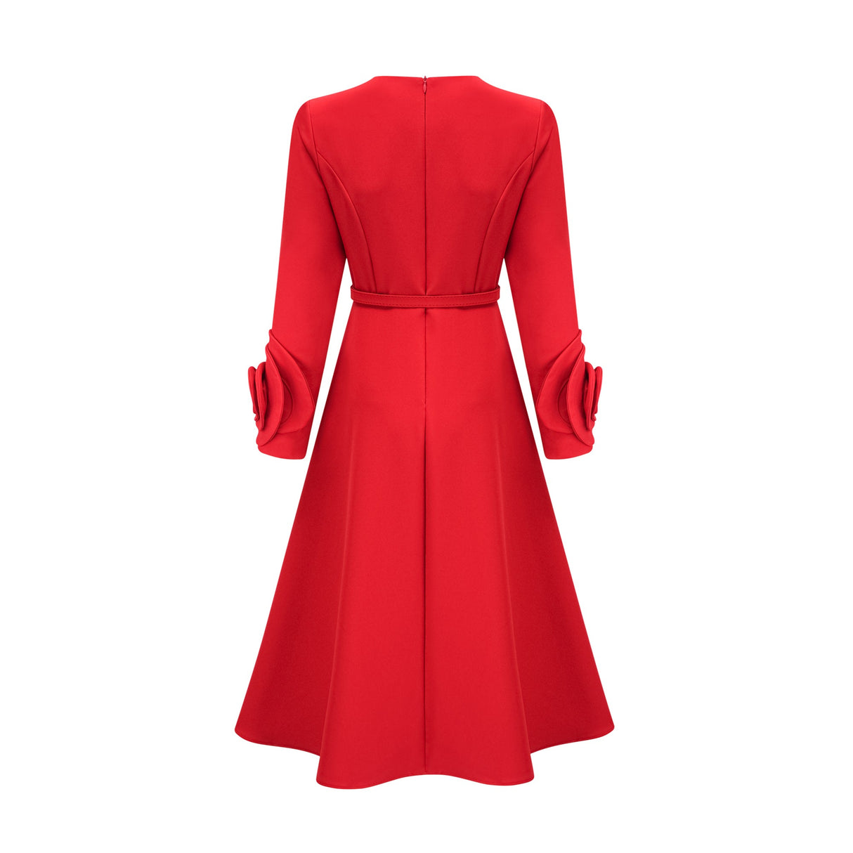 Aurohaya Elysia floral-embellished red long-sleeve dress