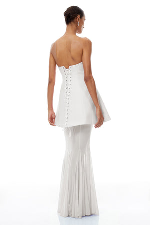 Aurohaya Mélanie White Corset Dress & Mesh Skirt Set