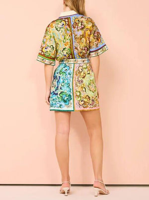 Aurohaya Special Satin Print Mini Dress